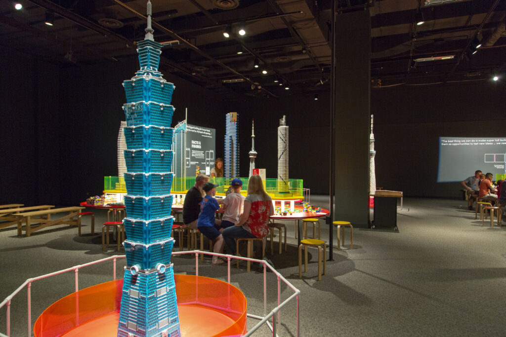 'Towers of Tomorrow with LEGO Bricks' installation view