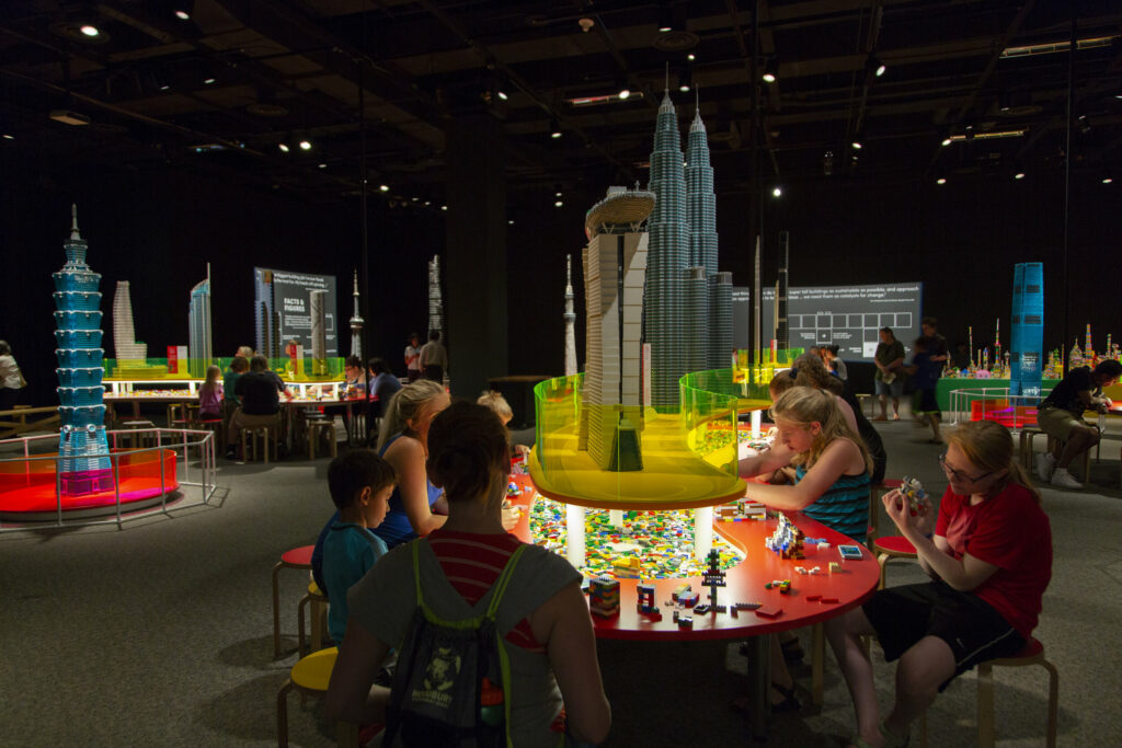 'Towers of Tomorrow with LEGO Bricks' installation view