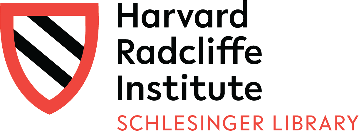 Harvard Radcliffe Institute Schlesinger Library logo with a red shield containing three black stripes next to the institute’s name in black and red text, representing its commitment to touring exhibitions and traveling exhibition services.